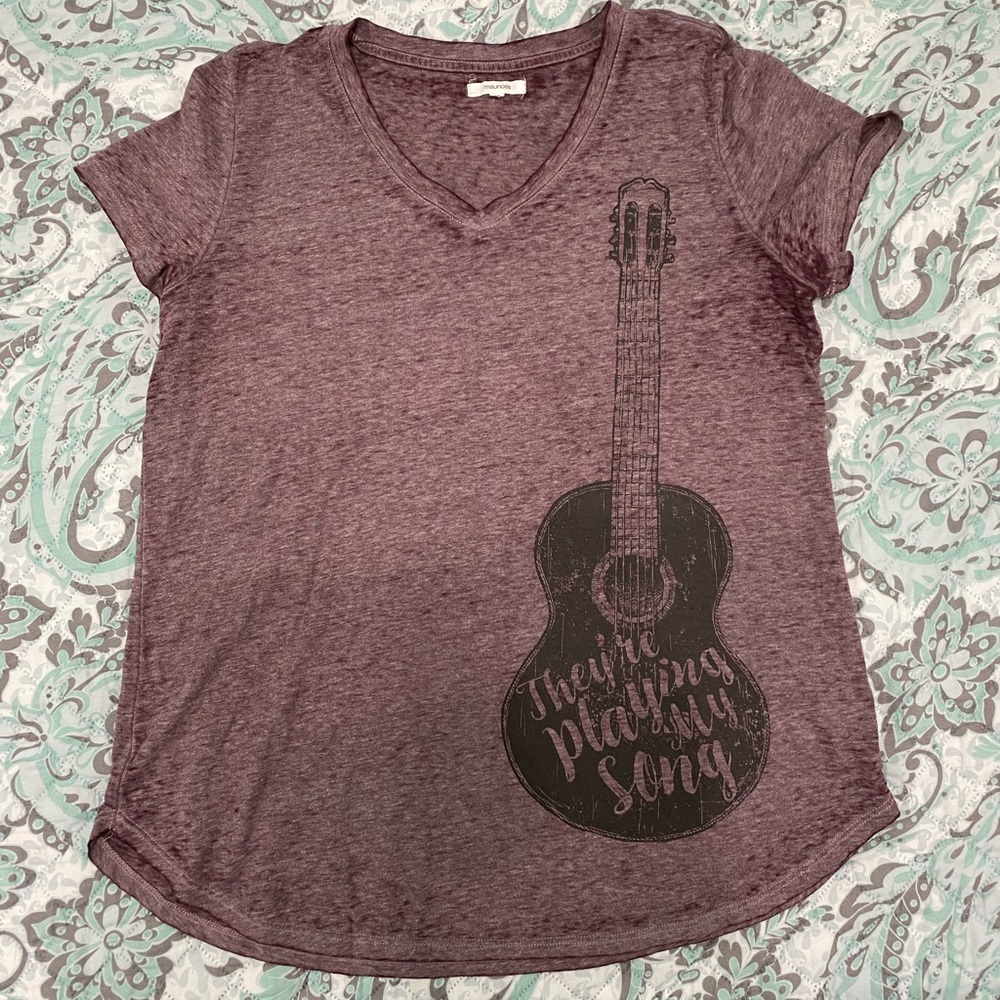 Burgundy t-shirt They’re Playing My Song guitar